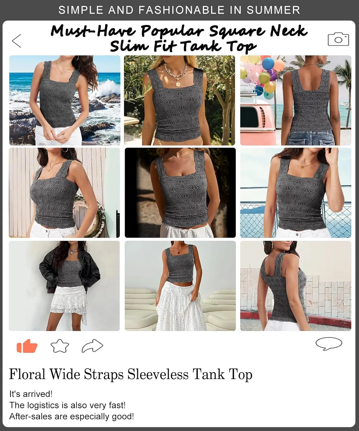 Womens Square Neck Wide Strap Flower Cropped Tank Top Backless Lettuce Trim Slim Fit Love Letter Cami Vest