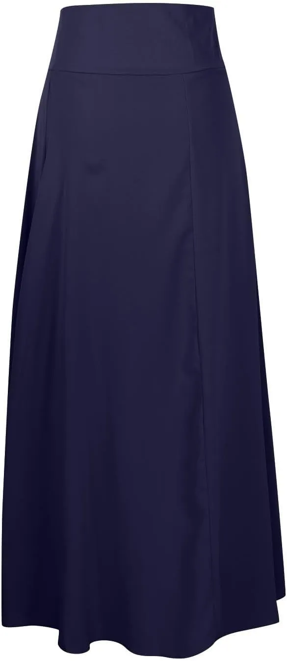 Women's Summer Casual Irregular Hem High Waisted Skirts Trendy Loose Split Solid Color High Low A-line Long Skirts