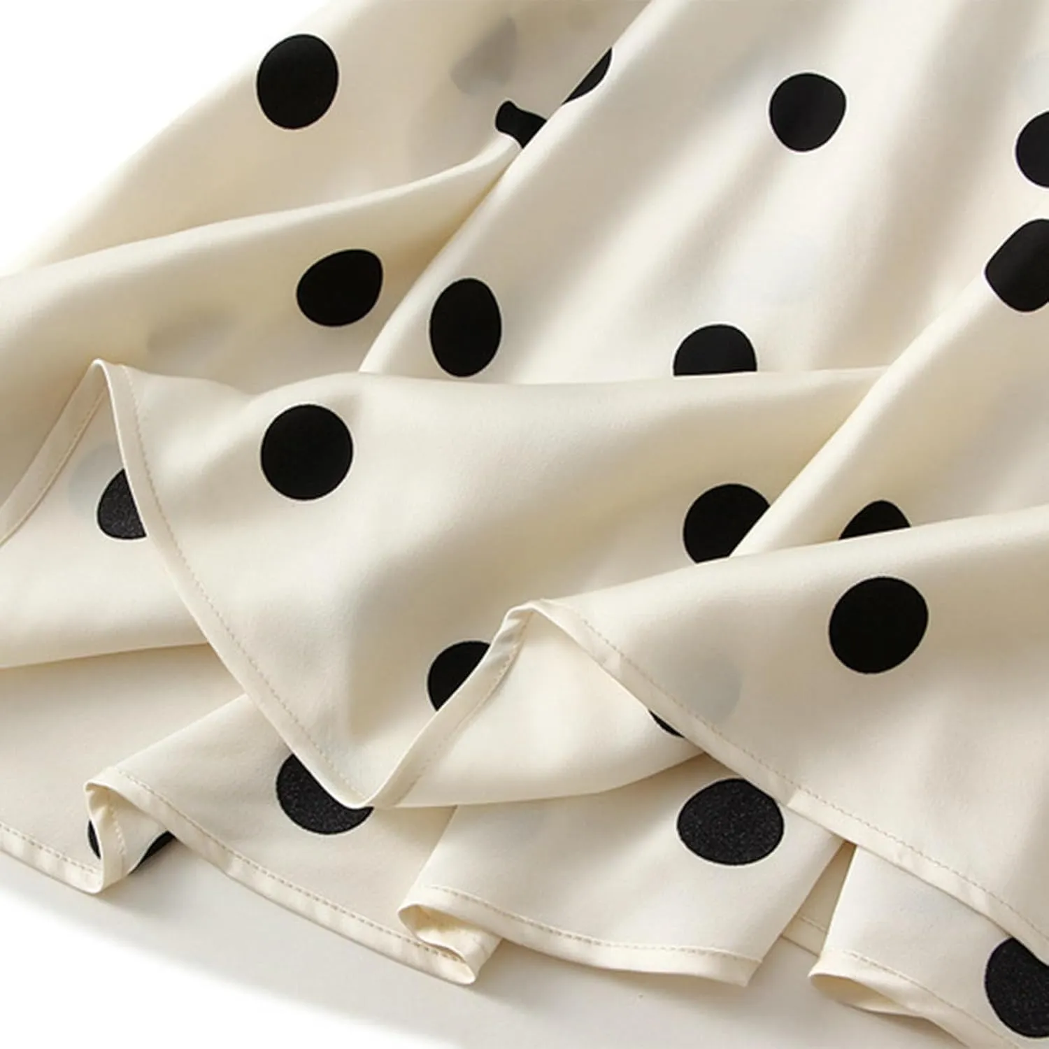 Women's Summer Vintage Polka Dot Elastic High Waist Flowy Midi Skirt Casual Loose Trendy Cocktail A-line Swing Skirts