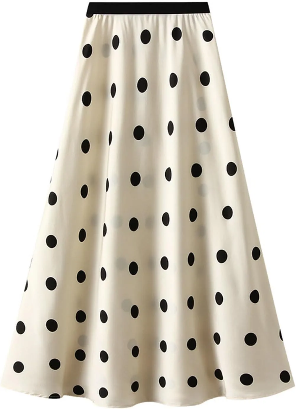 Women's Summer Vintage Polka Dot Elastic High Waist Flowy Midi Skirt Casual Loose Trendy Cocktail A-line Swing Skirts