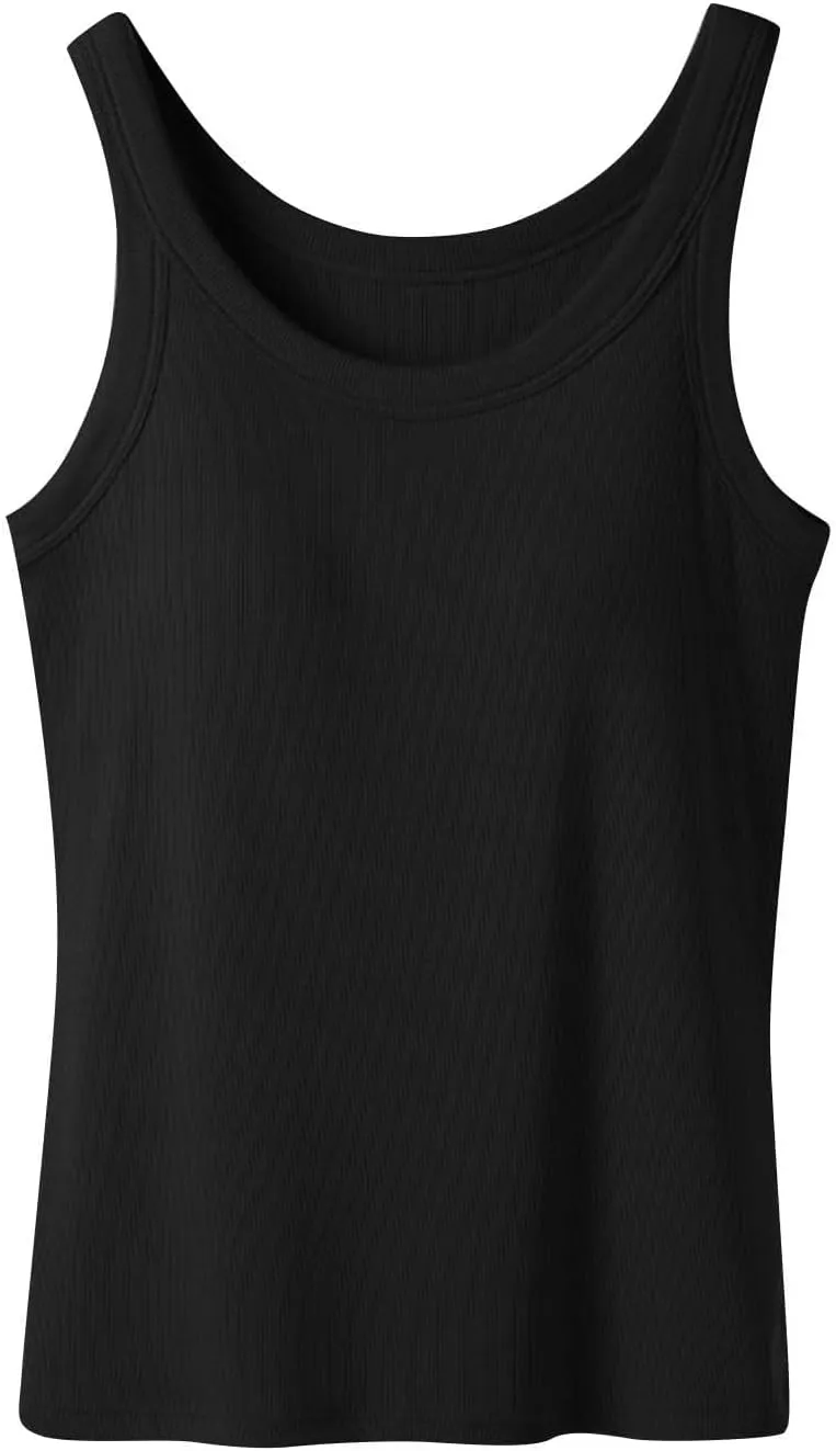 Womens Tops, Summer Sleeveless Lingerie Plus Size Basic Padded Tank Top with Built in Bra Spaghetti Strap Cami Tops