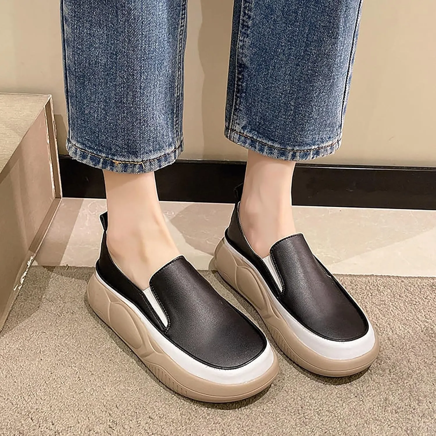Women's Waterroof Non-Slip Loafers Soft Orthopedic Woven Walking Slip On Foam Arch Support Hands Slip in Sneakers