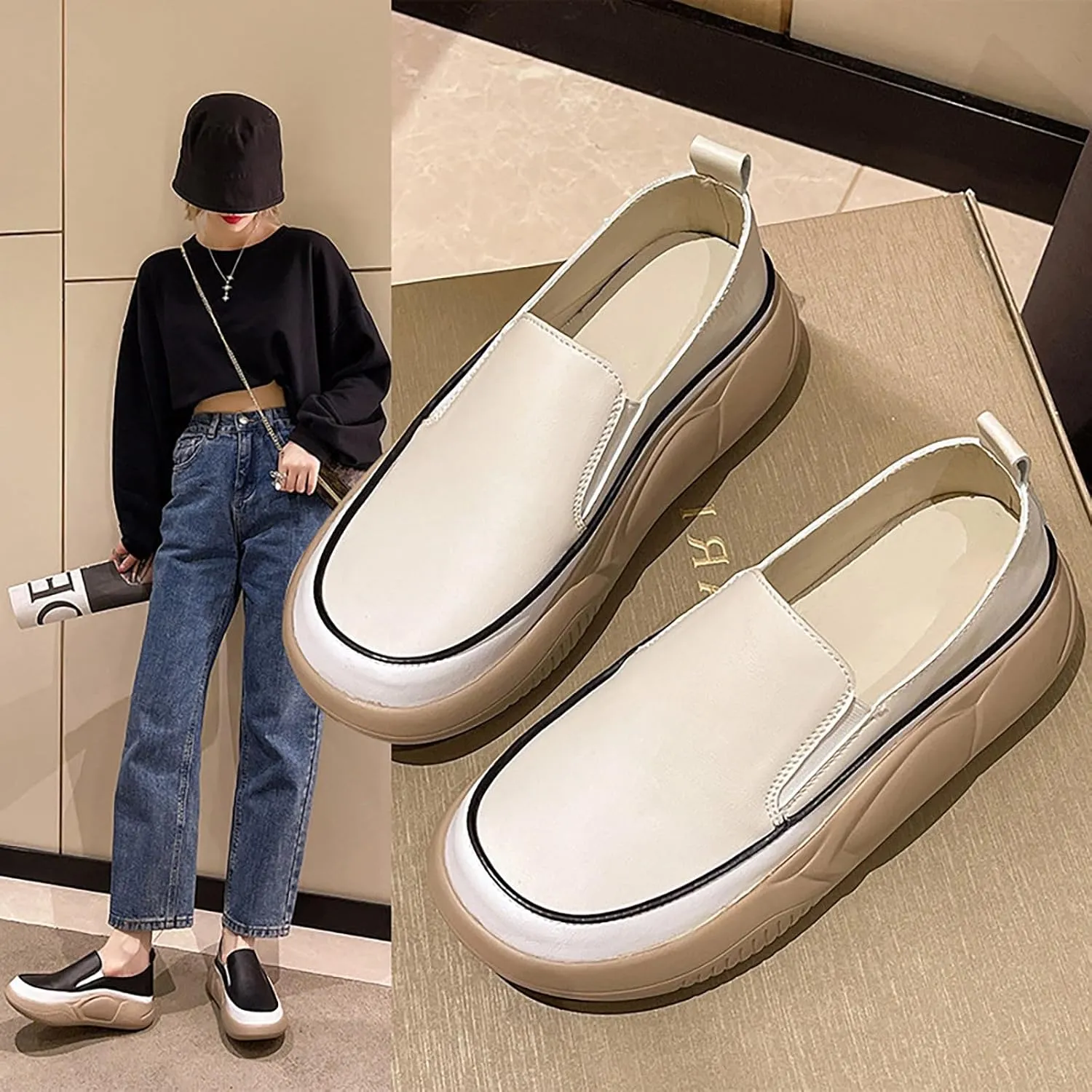 Women's Waterroof Non-Slip Loafers Soft Orthopedic Woven Walking Slip On Foam Arch Support Hands Slip in Sneakers