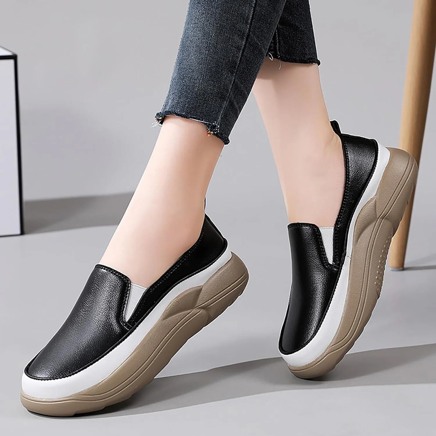 Women's Waterroof Non-Slip Loafers Soft Orthopedic Woven Walking Slip On Foam Arch Support Hands Slip in Sneakers