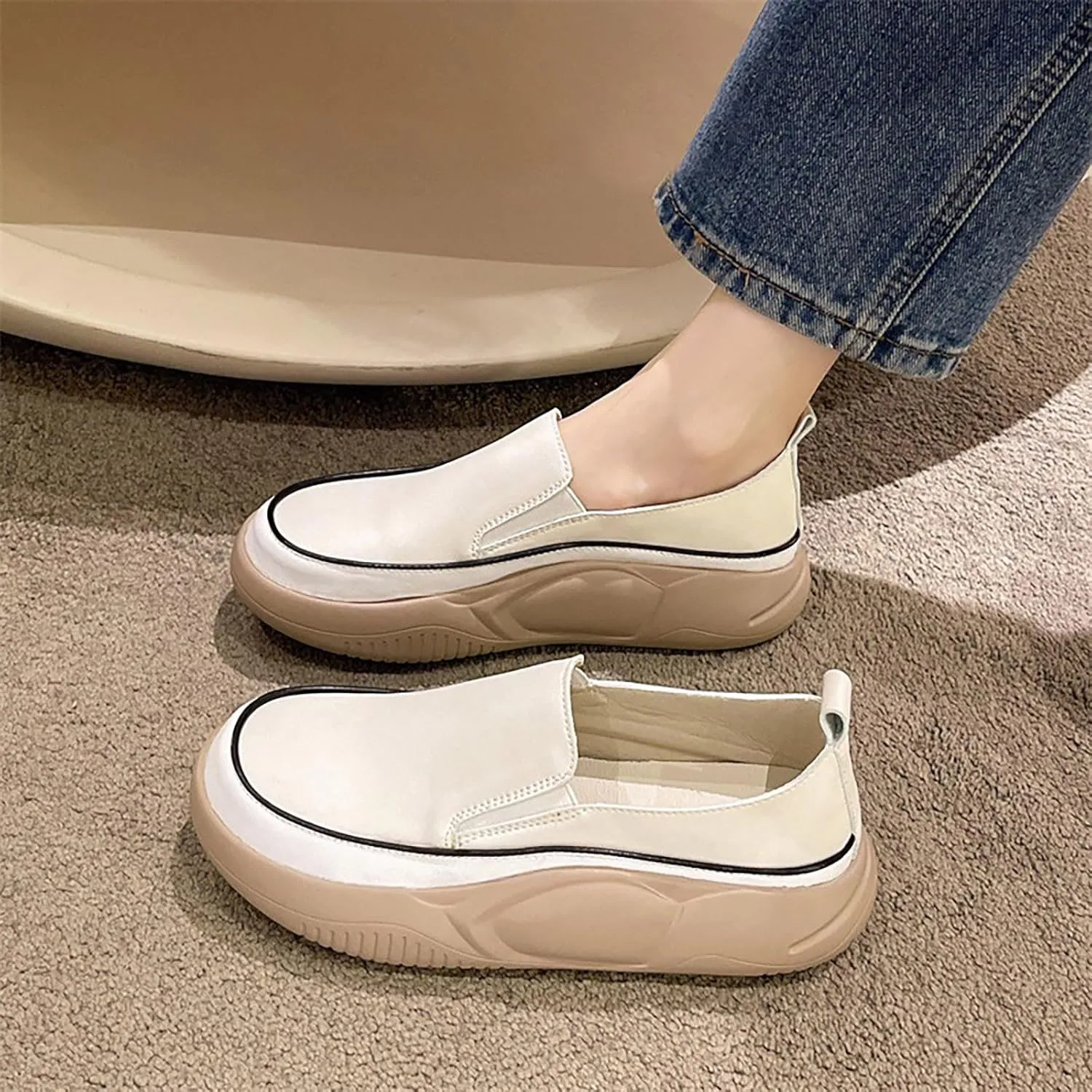 Women's Waterroof Non-Slip Loafers Soft Orthopedic Woven Walking Slip On Foam Arch Support Hands Slip in Sneakers