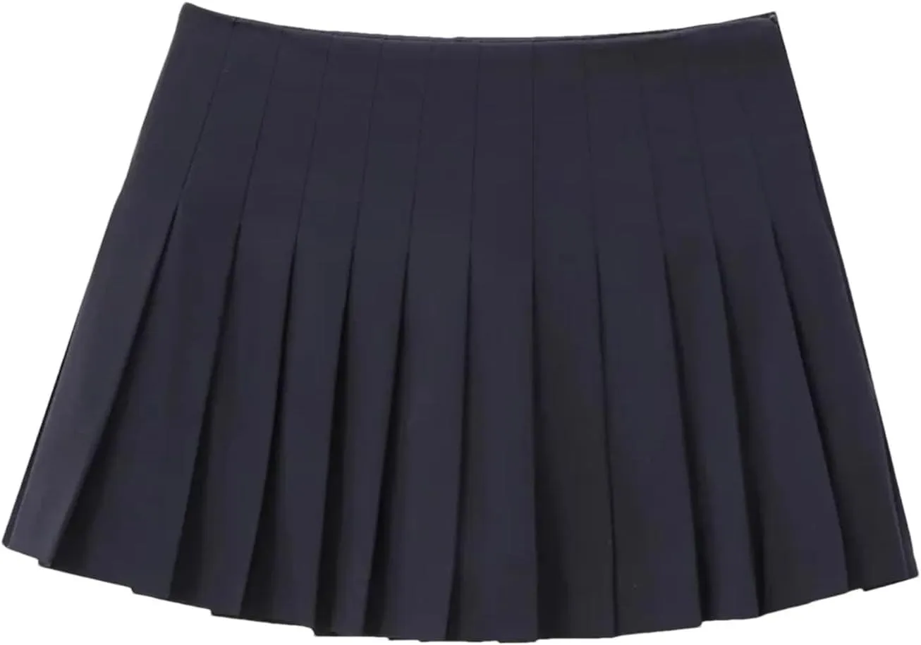 Women's Wide Pleated Mini Skirts Slim Fit High Waisted Casual Elegant Mini Short Skirt