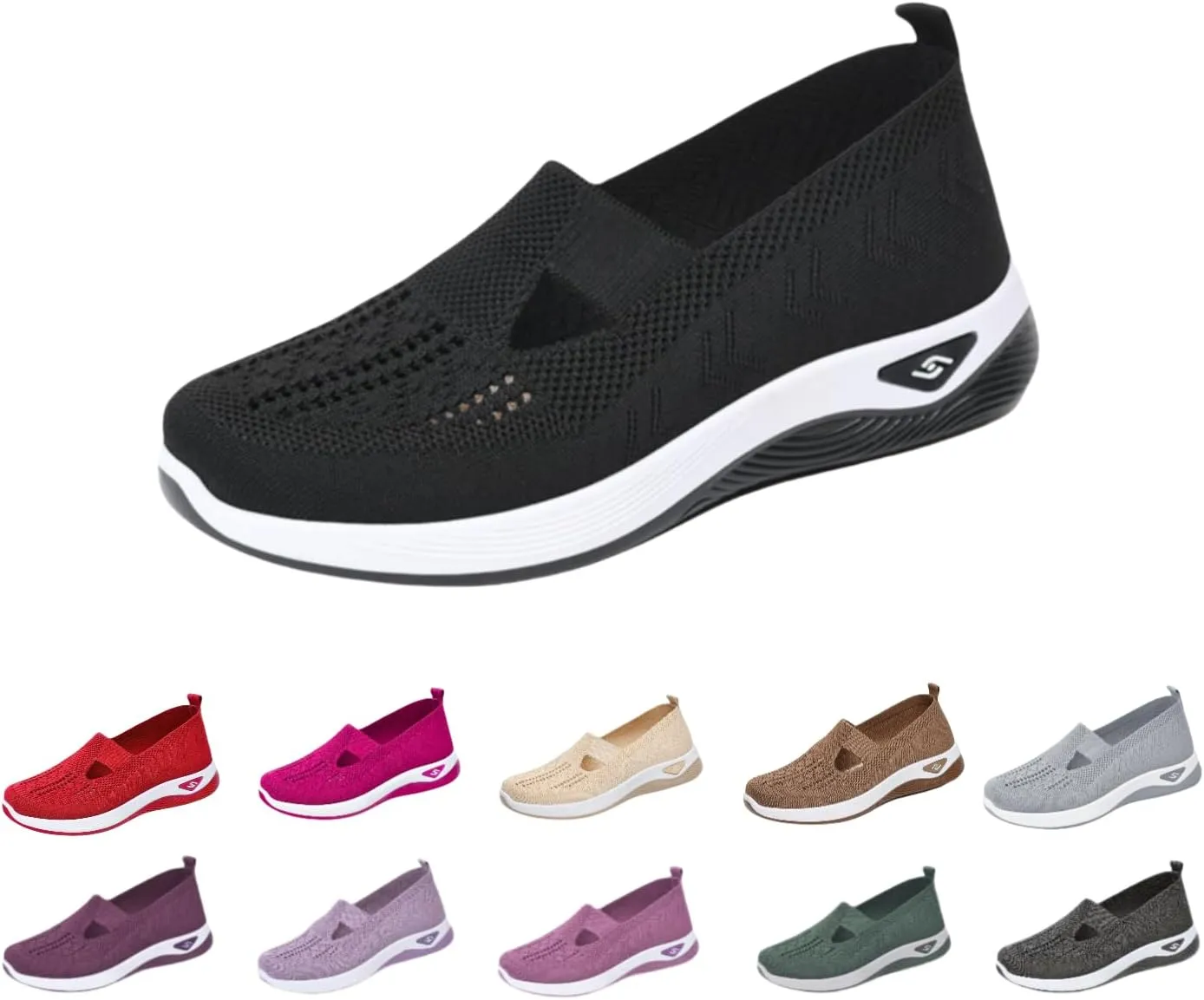 Women's Woven Orthopedic Breathable Soft Shoes Arch Support, Anti-Skid Sports Slip on Shoes