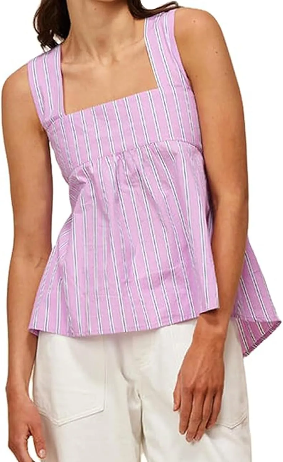 Womens Y2K Gingham Tank Tops Peplum Plaid Square Neck Babydoll Top Going Out Tops Bowtie Backless Cami Shirts