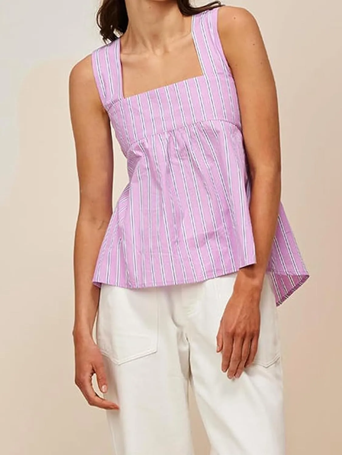 Womens Y2K Gingham Tank Tops Peplum Plaid Square Neck Babydoll Top Going Out Tops Bowtie Backless Cami Shirts