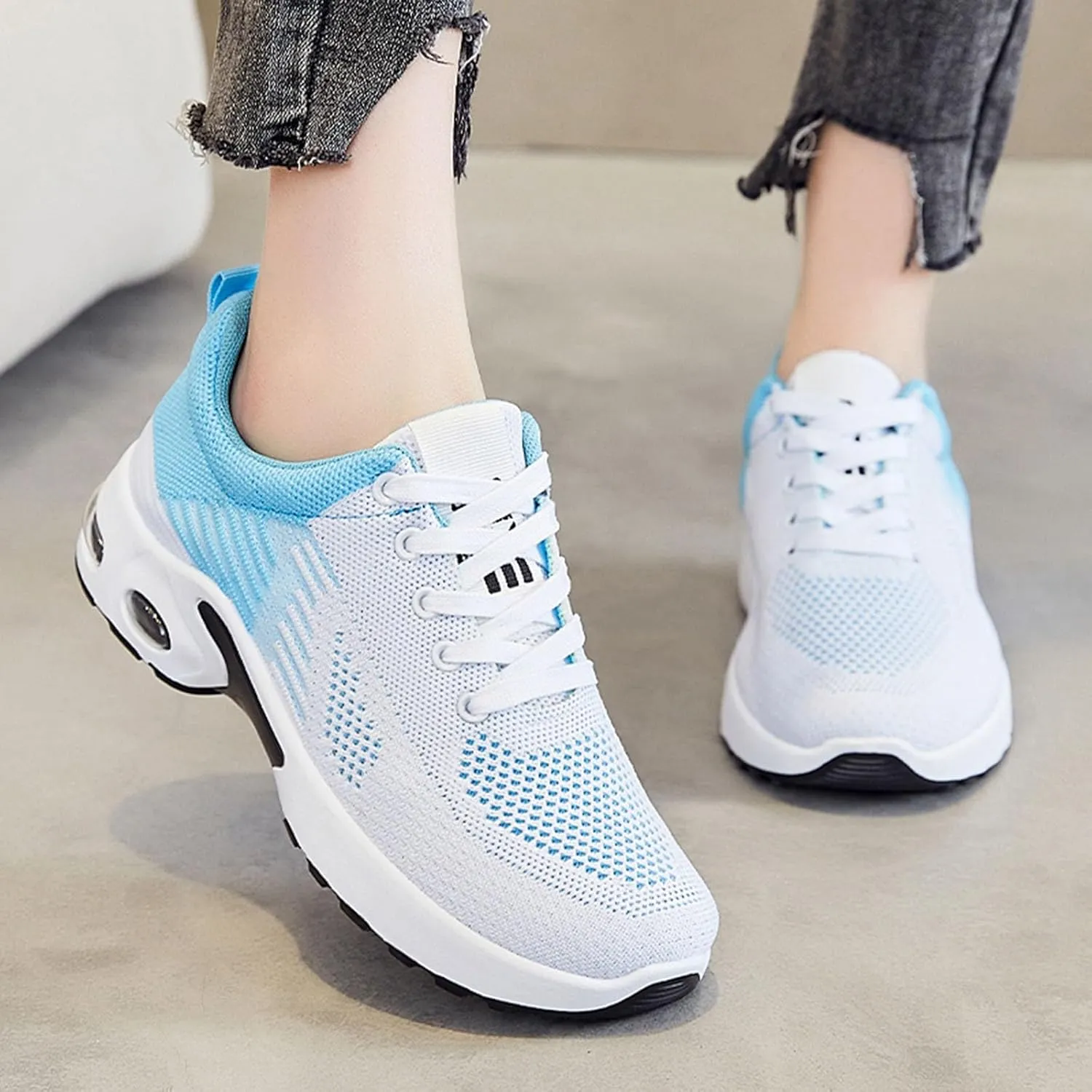 ZWRXW Running Shoes for Women Men Unisex Non-Slip Tennis Gym Workout Athletic Shoes Comfortable Lightweight Breathable Walking Sneakers Summer Fashion Sneaker Footwear
