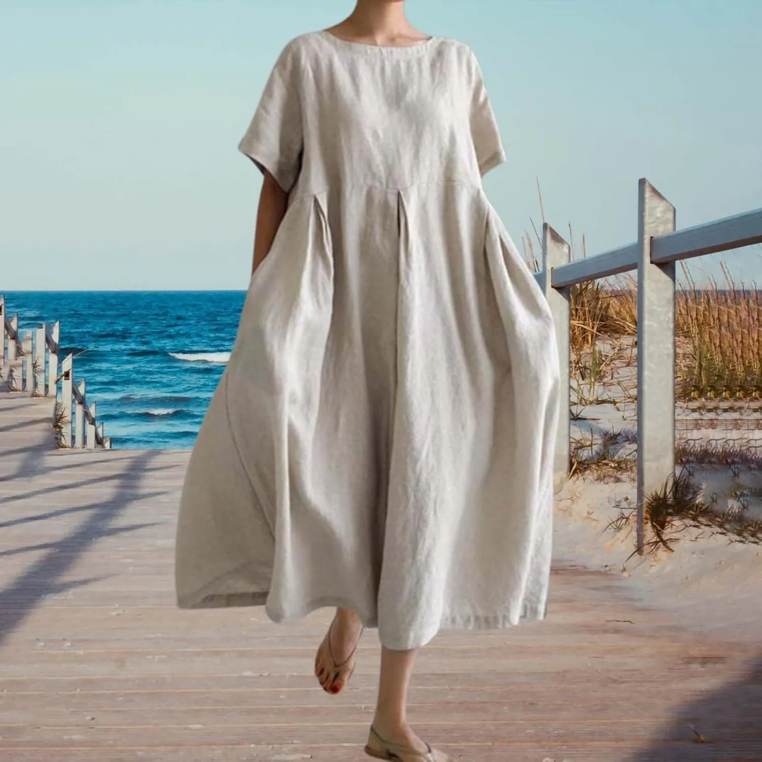 ZYXTIM Maxi Dresses for Women 2024 Trendy Casual Summer Dresses Elegant Floral Printed Solid Loungwear Dress Vacation Outfits